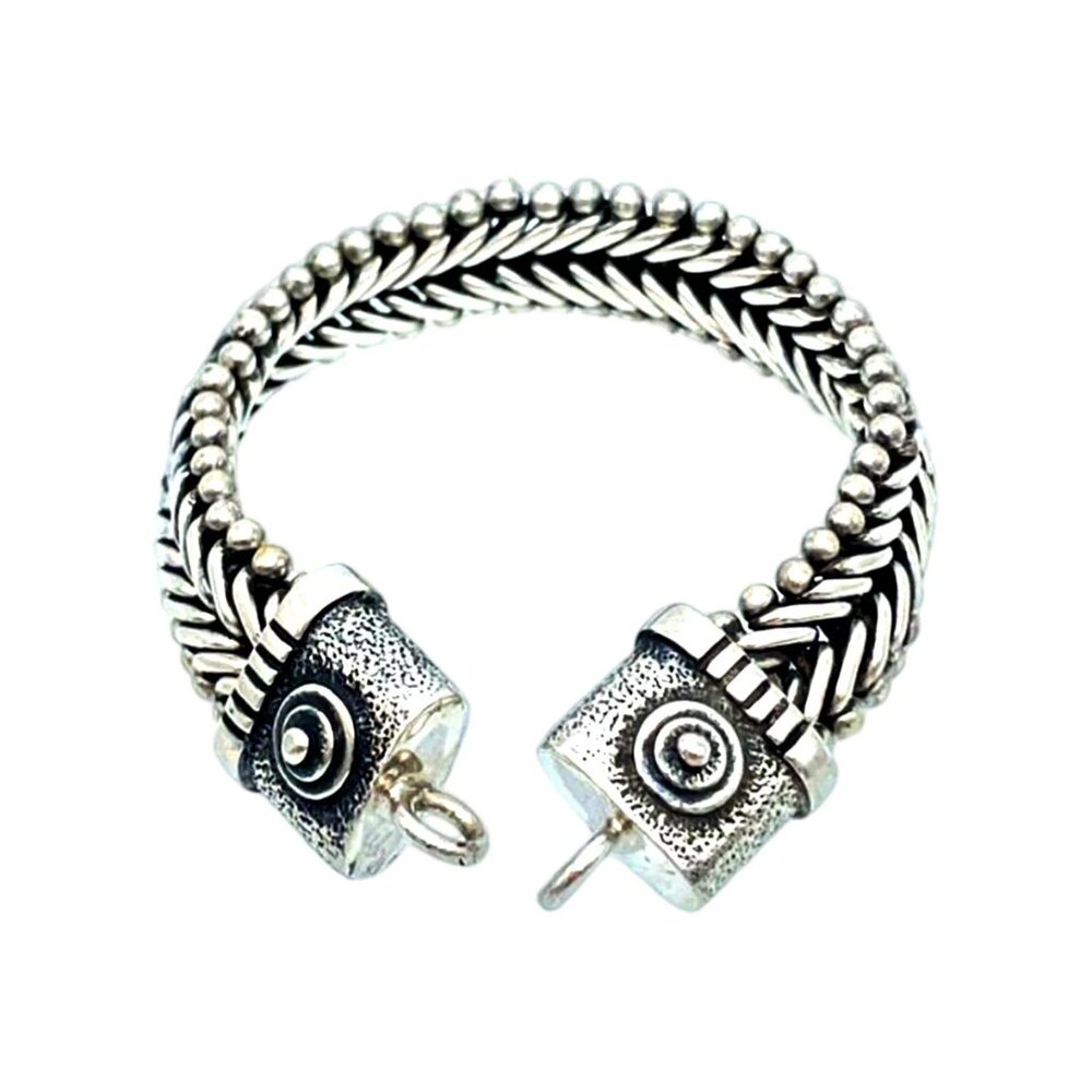 Tabra 925 Sterling Silver Heavy Hand Woven & Cast Bracelet Connector Chain CBR02